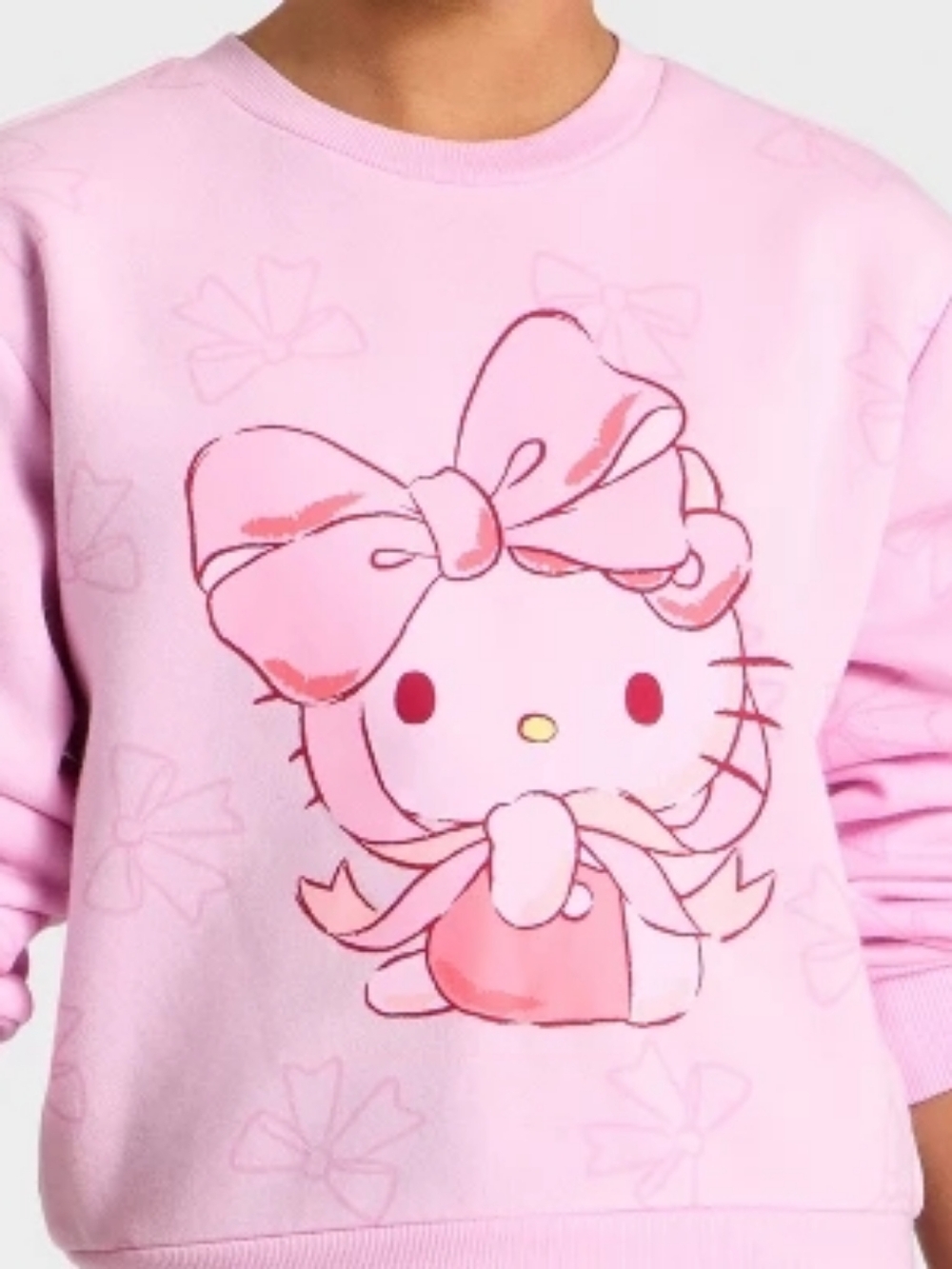 Hello Kitty Girls Pink Crewneck Fleece Sweatshirt Size Small 6/7